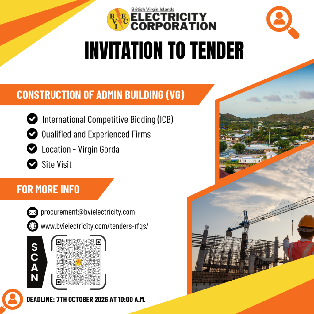TENDER NOTICE: CONSTRUCTION OF BVIEC ADMINISTRATIVE BUILDING, VIRGIN GORDA